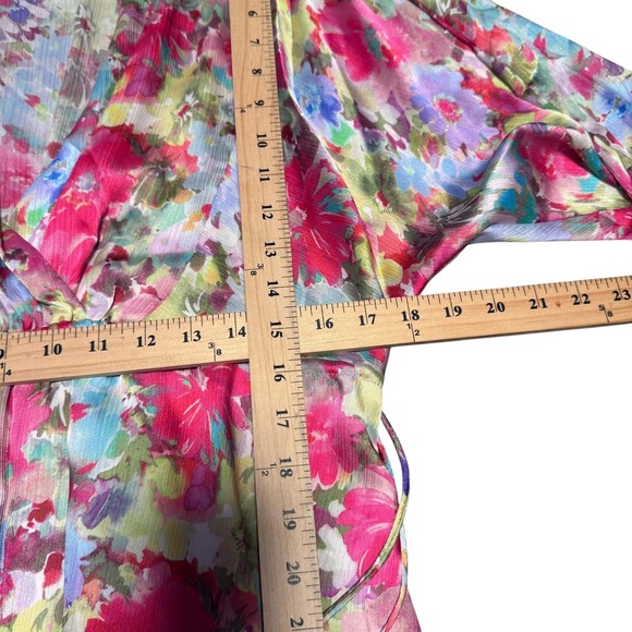 Zara Dress Womens Small Pink Floral Tiered Ruffle Long Sleeve Boho Spring Summer - Picture 9 of 10